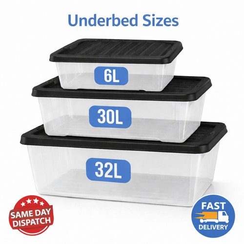 Underbed plastic storage boxes - plastic,